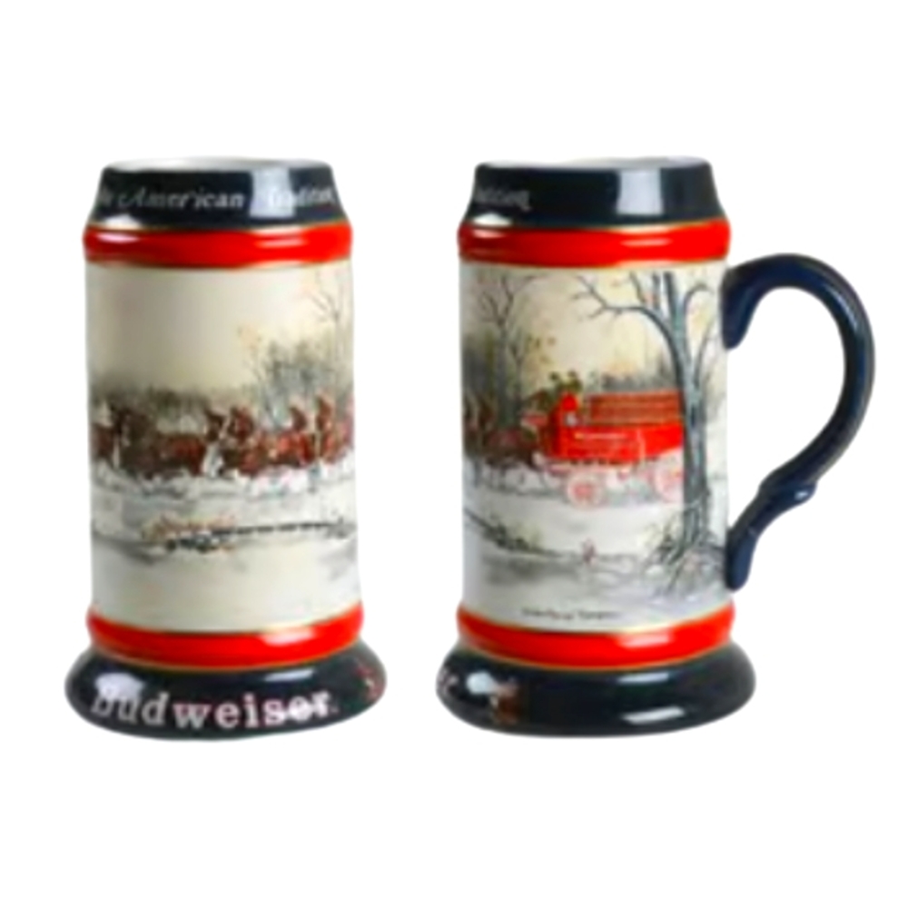 Budweiser Anheuser Busch 1990 Handcrafted Collectable Christmas Stein